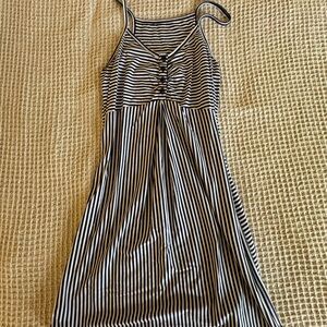 Striped Navy and White Maternity Dress with Matching Swaddle